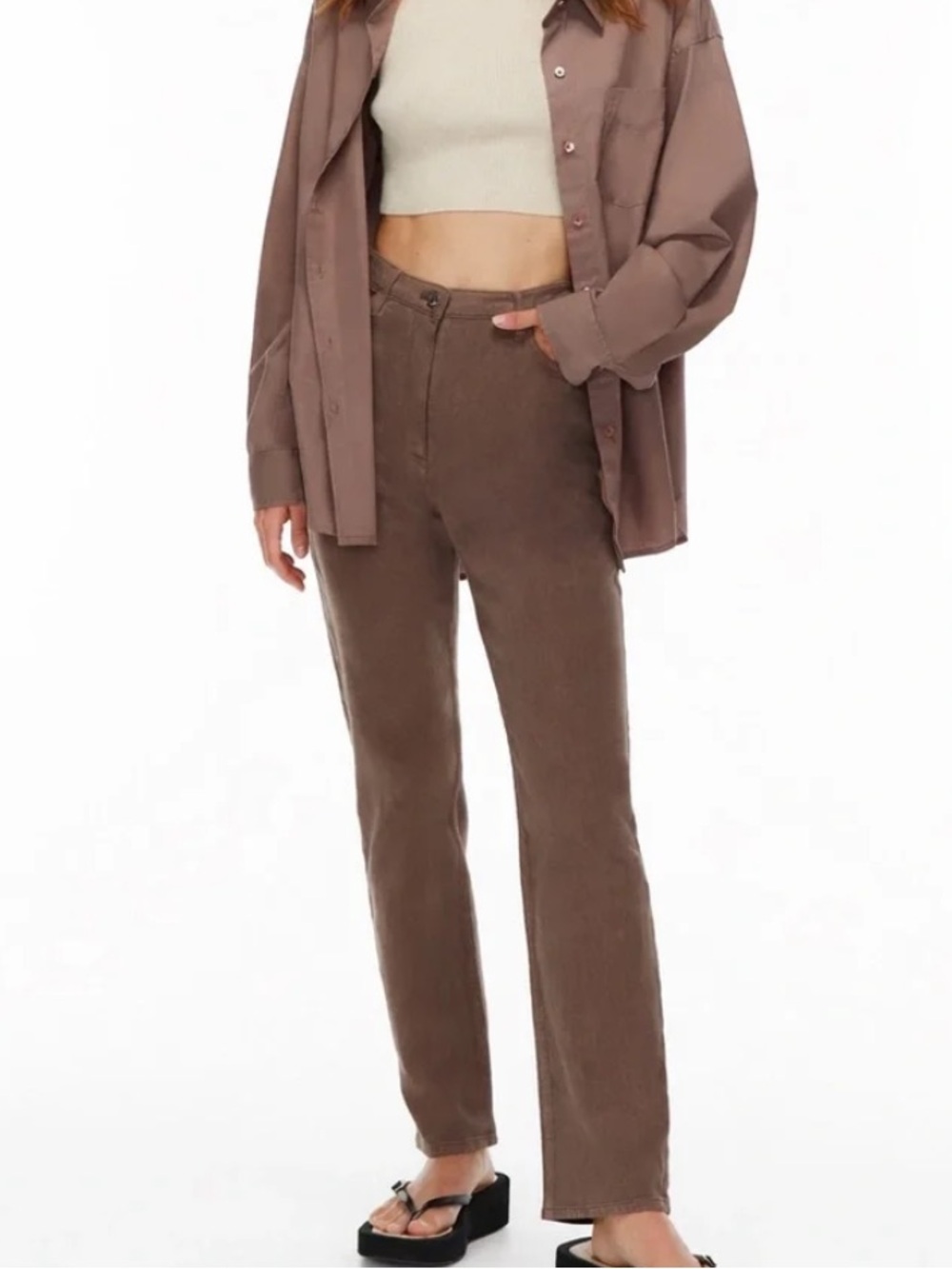 WILFRED | Melina Straight-Leg Jeans in Chocolate Brown - size 4